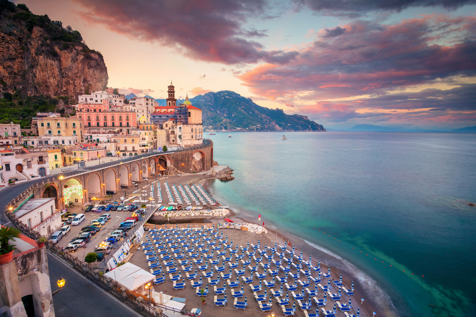 Atrani. Aerial view of Atrani famous coastal village located on Amalfi Coast, Italy.